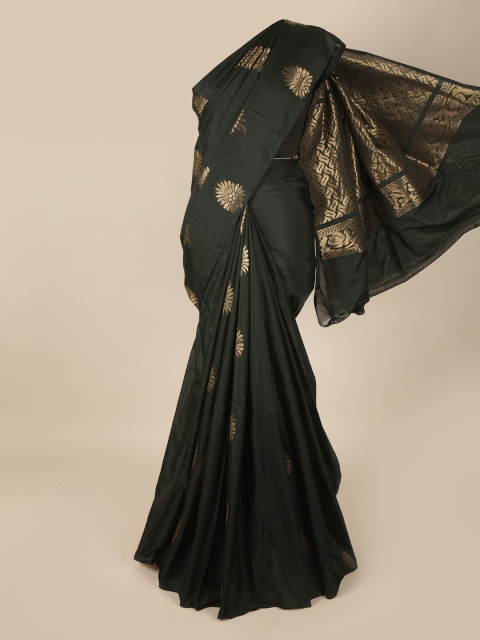 

Pothys Green & Gold-Toned Woven Design Soft Silk Saree