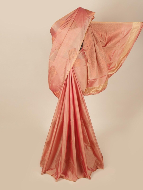 

Pothys Pink & Gold-Toned Ethnic Motifs Art Silk Saree