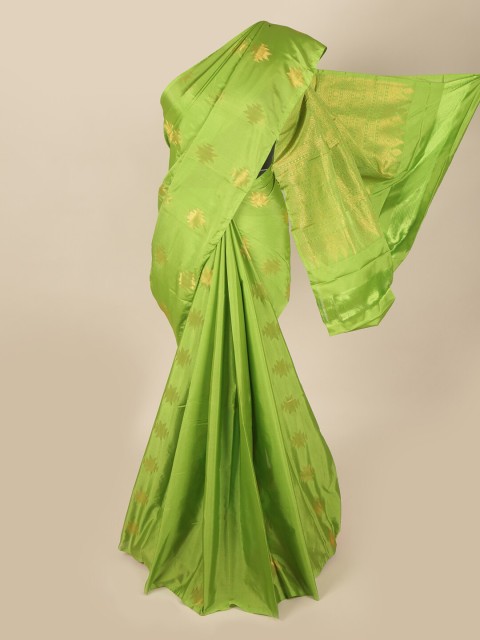 

Pothys Green & Gold-Toned Woven Design Zari Art Silk Saree