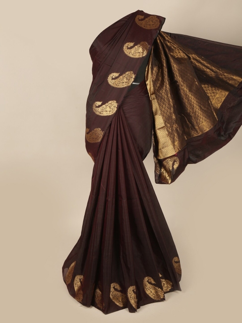 

Pothys Brown & Gold-Toned Paisley Art Silk Saree