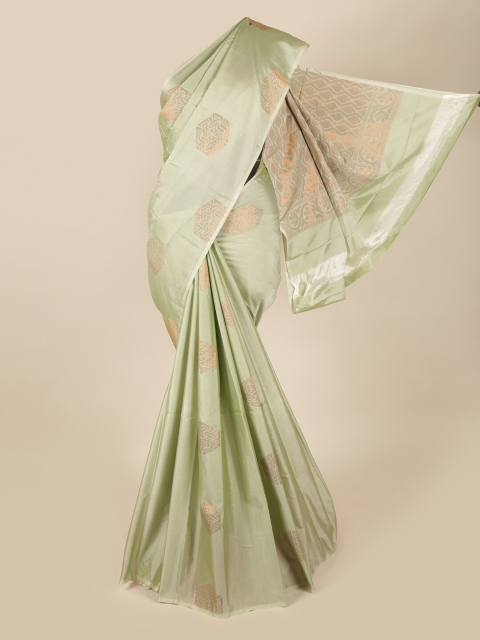 

Pothys Green & Rose Gold Floral Art Silk Saree