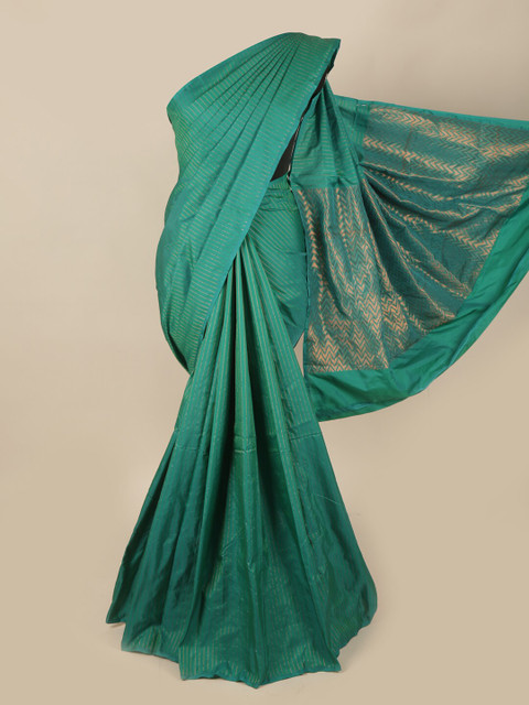 

Pothys Green & Gold-Toned Woven Design Zari Art Silk Saree