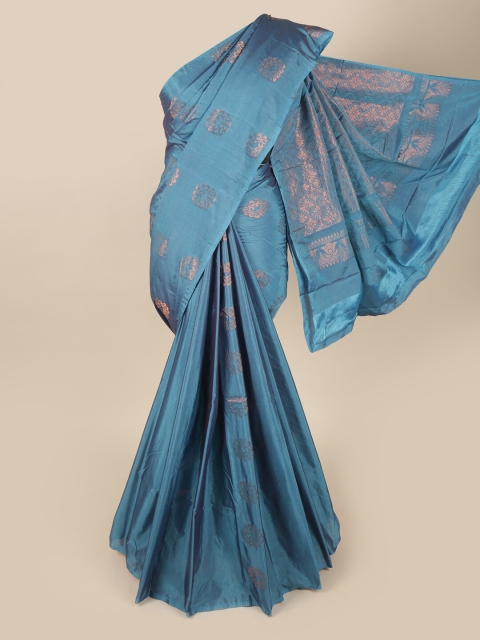 

Pothys Blue & Silver-Toned Floral Art Silk Saree