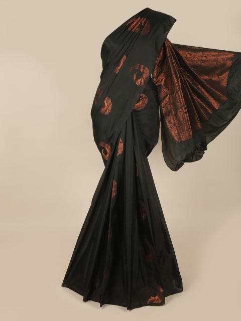 

Pothys Black & Copper-Toned Woven Design Zari Art Silk Saree