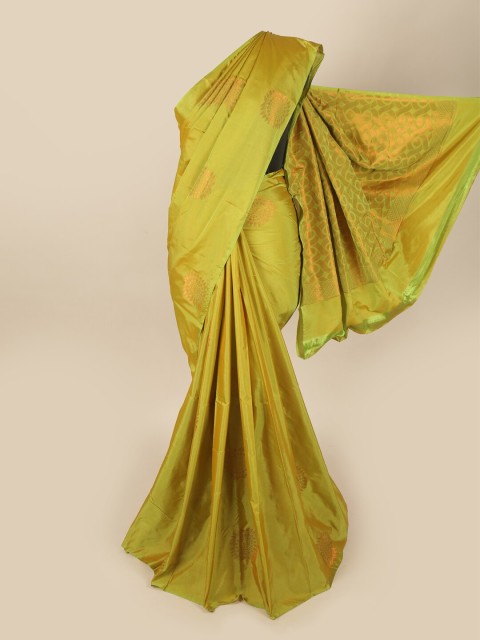 

Pothys Green & Gold-Toned Woven Design Soft Silk Saree