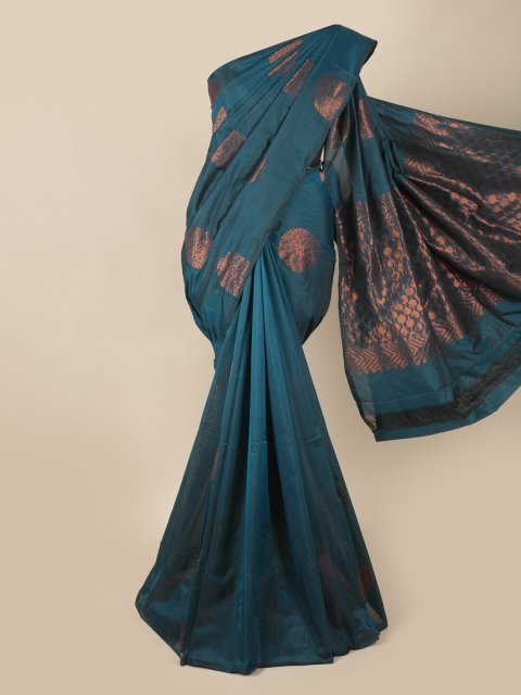 

Pothys Blue & Copper-Toned Woven Design Zari Art Silk Saree