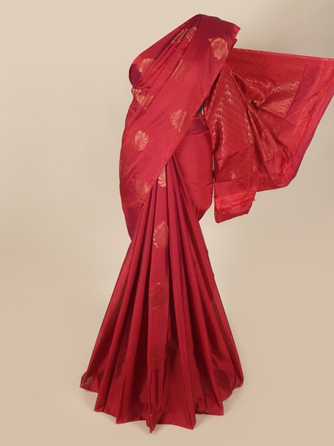 

Pothys Maroon & Gold-Toned Floral Art Silk Saree