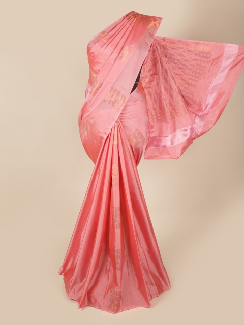 

Pothys Pink & Gold-Toned Floral Art Silk Saree