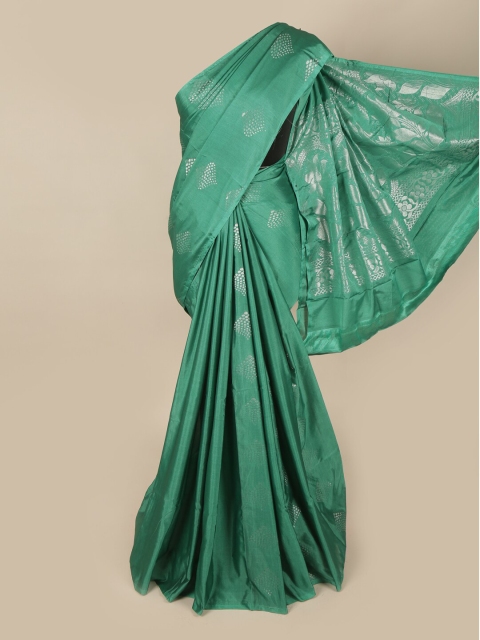 

Pothys Green & Silver-Toned Ethnic Motifs Art Silk Saree