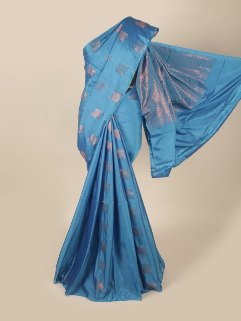 

Pothys Blue & Copper-Coloured Ethnic Motifs Zari Art Silk Saree