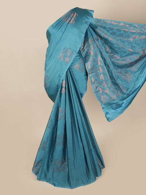 

Pothys Blue & Silver-Toned Floral Art Silk Saree
