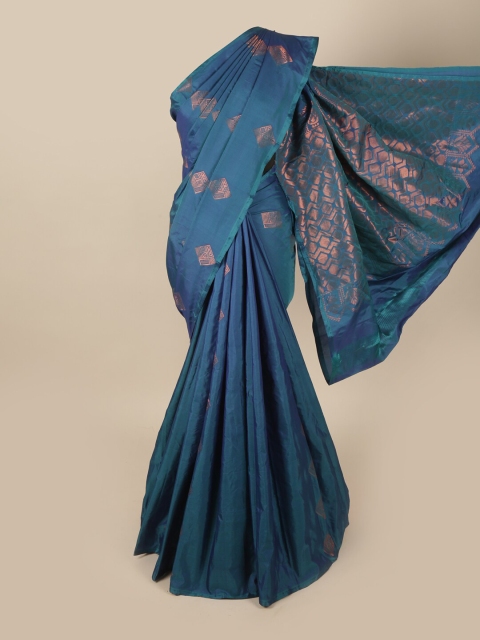 

Pothys Blue & Gold-Toned Woven Design Zari Art Silk Saree