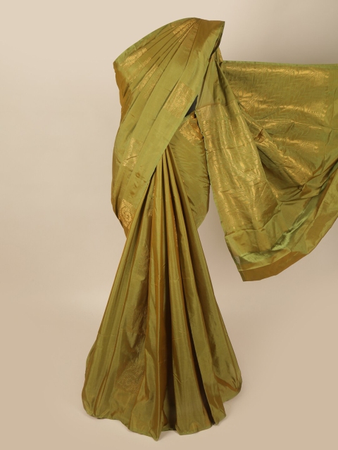 

Pothys Green & Gold-Toned Ethnic Motifs Art Silk Saree