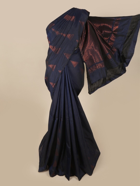 

Pothys Navy Blue & Gold-Toned Ethnic Motifs Art Silk Saree