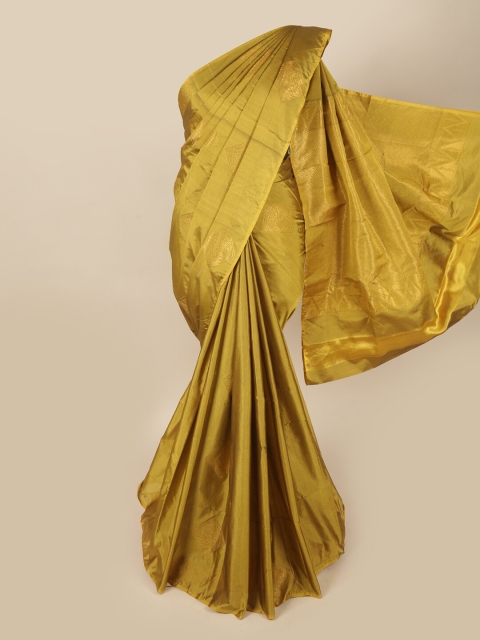 

Pothys Green & Gold-Toned Woven Design Art Silk Saree
