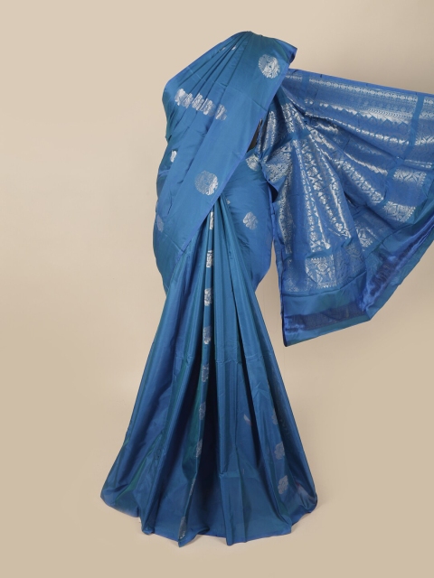 

Pothys Blue & Silver-Coloured Ethnic Motifs Zari Art Silk Saree