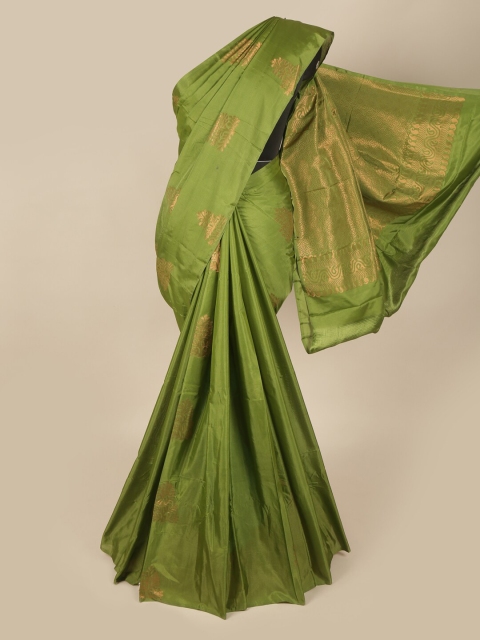 

Pothys Green & Gold-Toned Ethnic Motifs Art Silk Saree
