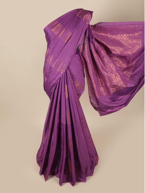 

Pothys Purple & Gold-Toned Woven Design Soft Silk Saree