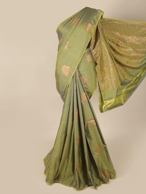 

Pothys Green & Gold-Toned Floral Art Silk Saree