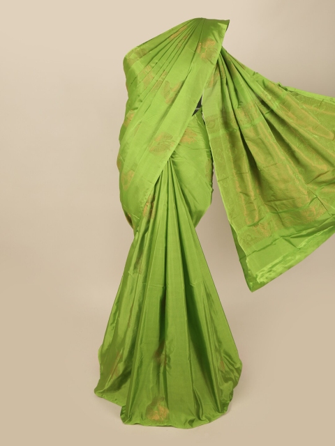 

Pothys Green & Gold-Toned Woven Design Art Silk Saree