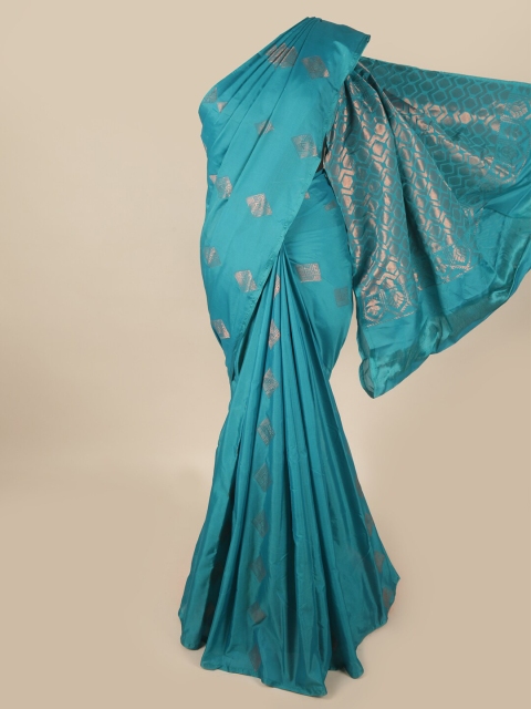 

Pothys Blue & Silver-Toned Floral Art Silk Saree