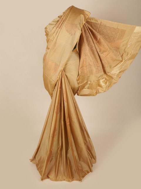 

Pothys Gold-Toned & Gold-Toned Woven Design Zari Art Silk Saree