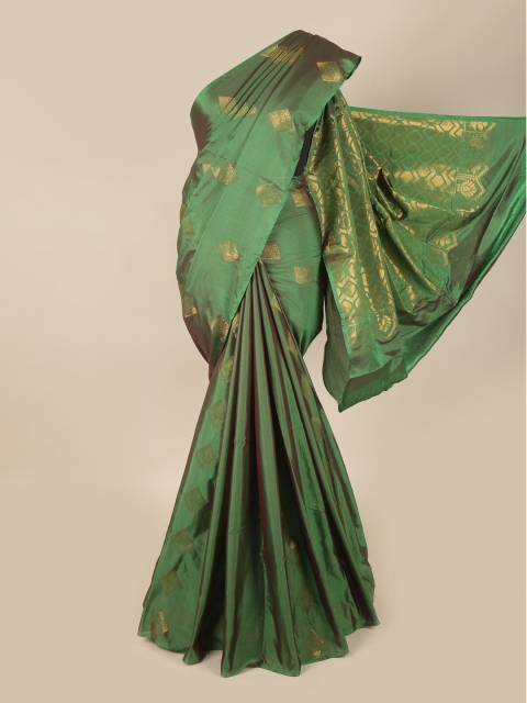 

Pothys Green & Gold-Toned Ethnic Motifs Art Silk Saree