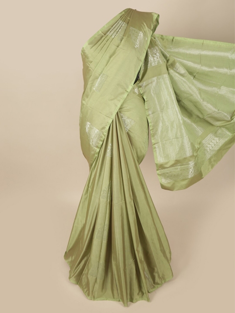 

Pothys Green & Silver-Toned Woven Design Zari Art Silk Saree