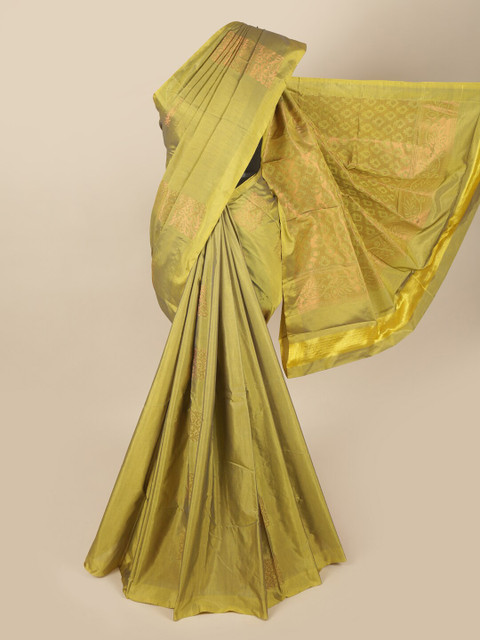 

Pothys Green & Gold-Toned Woven Design Zari Art Silk Saree