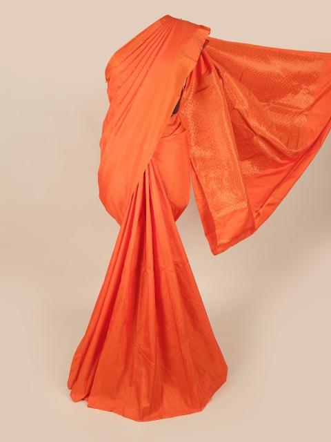 

Pothys Orange & Gold Striped Art Silk Saree