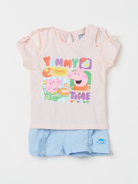 

Juniors by Lifestyle Girls Pink & Blue Printed Top with Shorts