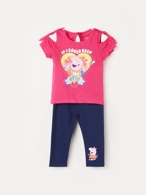 

Juniors by Lifestyle Girls Pink & Blue Peppa Pig Printed Top with Leggings