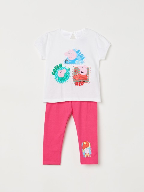 

Juniors by Lifestyle Girls Pink & White Printed Top with Leggings