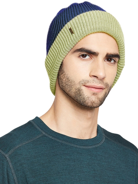 

Kosha Men Men Lime Green & Blue Pure Merino Wool Reversible Beanie