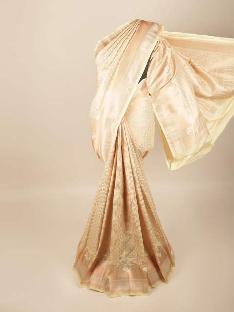 

Pothys Cream-Coloured & Gold-Toned Ethnic Motifs Zari Art Silk Saree