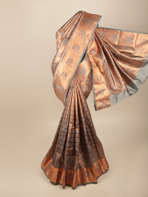 

Pothys Grey & Gold-Toned Woven Design Zari Art Silk Saree