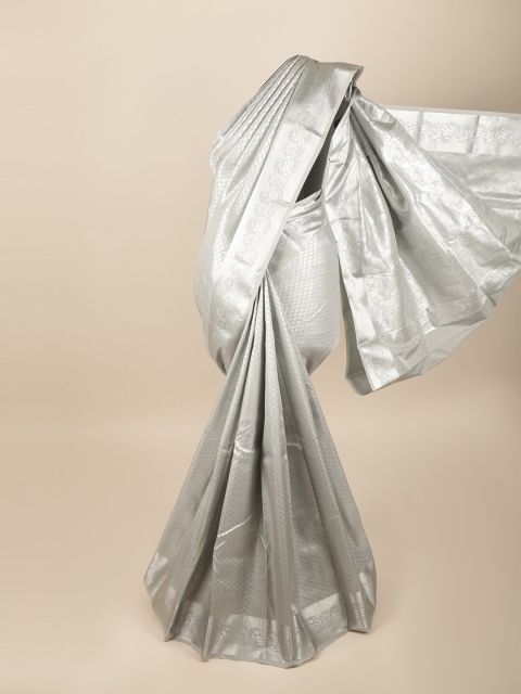 

Pothys Silver-Toned Floral Art Silk Saree