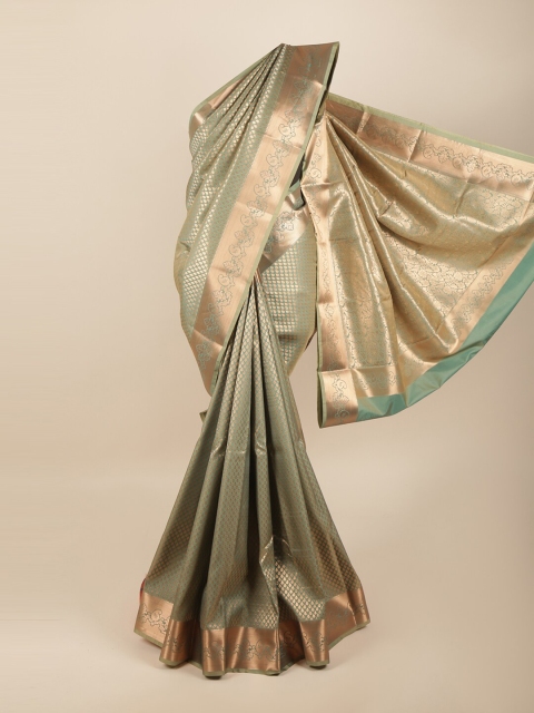 

Pothys Green & Rose Gold Ethnic Motifs Art Silk Saree