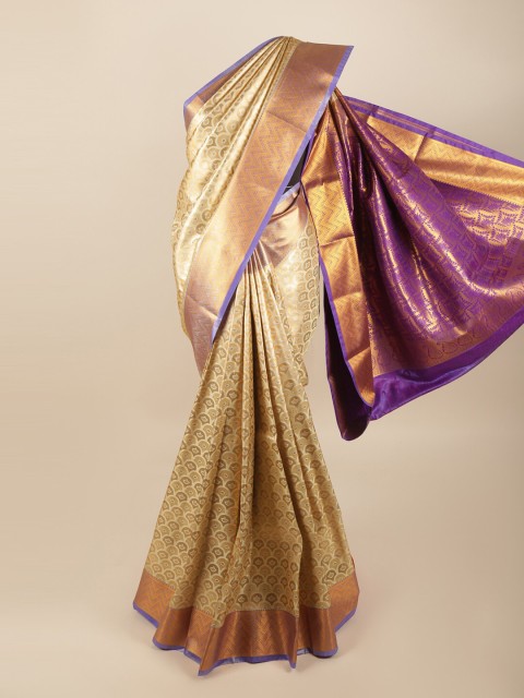 

Pothys Gold-Toned & Purple Woven Design Zari Art Silk Saree