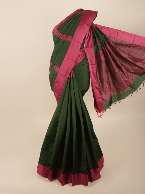 

Pothys Green & Pink Floral Silk Cotton Saree