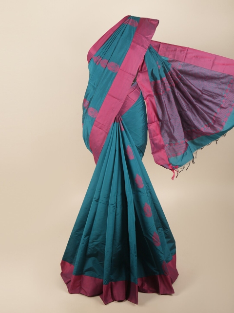 

Pothys Blue & Pink Floral Zari Silk Cotton Saree