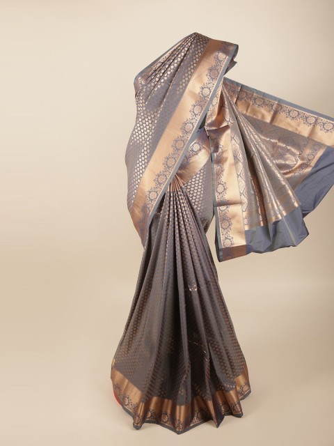 

Pothys Grey & Gold-Toned Woven Design Zari Art Silk Saree