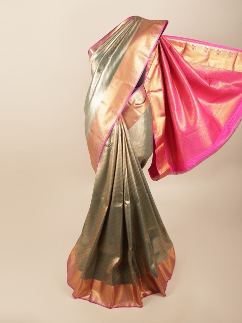 

Pothys Green & Pink Striped Art Silk Saree