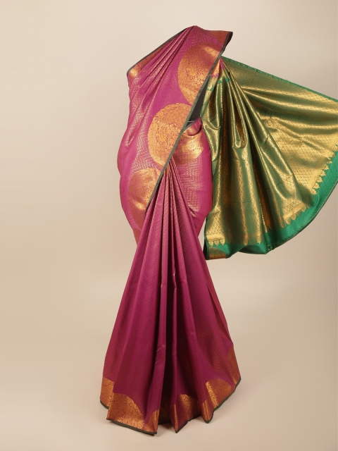 

Pothys Pink & Green Ethnic Motifs Zari Art Silk Saree
