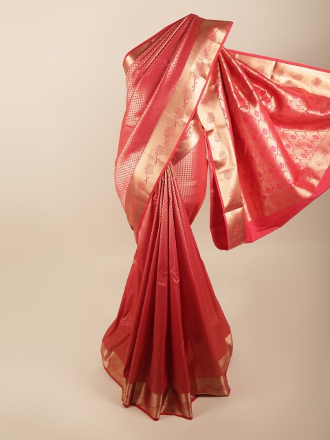 

Pothys Red & Gold-Toned Woven Design Art Silk Saree