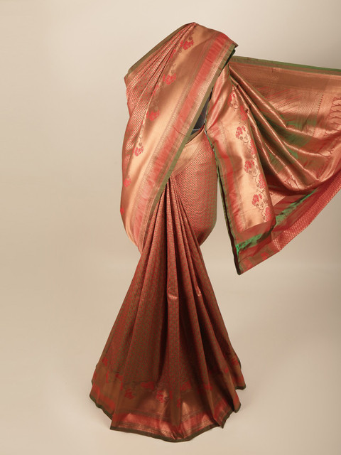 

Pothys Rust Orange & Rose Gold Woven Design Art Silk Saree