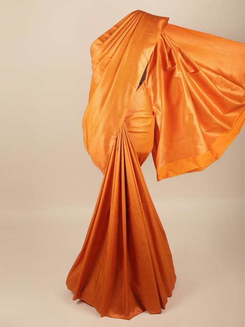 

Pothys Orange & Gold-Toned Floral Art Silk Saree