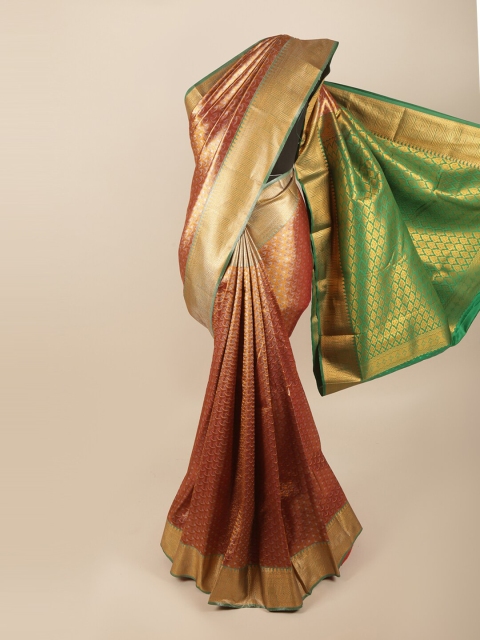 

Pothys Rust & Green Ethnic Motifs Zari Art Silk Saree