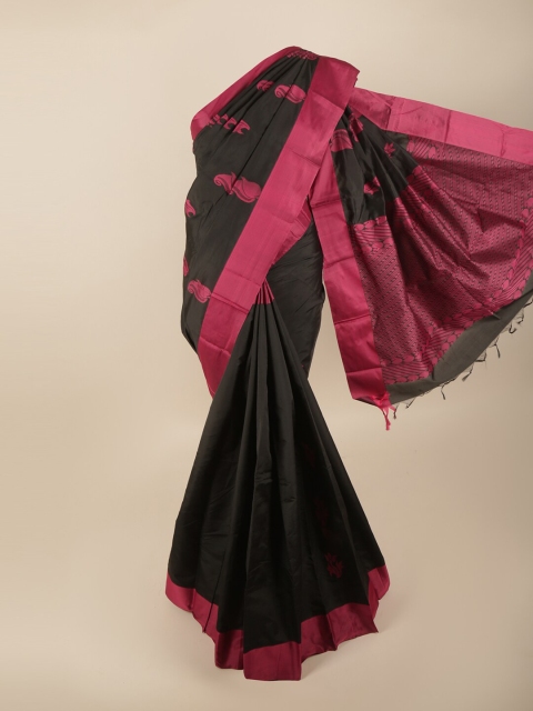 

Pothys Black & Pink Paisley Silk Cotton Saree