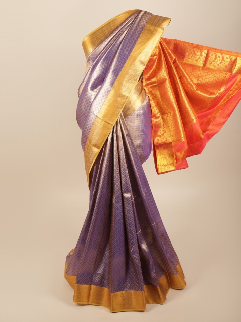 

Pothys Lavender & Orange Ethnic Motifs Art Silk Saree